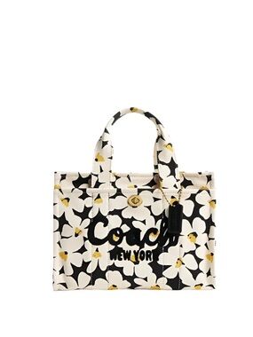 Coach Floral Cargo ToteBlack  Floral Canvas  Tote 26 with Gold Accents